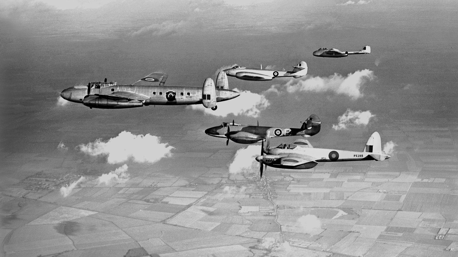 The Hucknall test fleet in formation, 1948