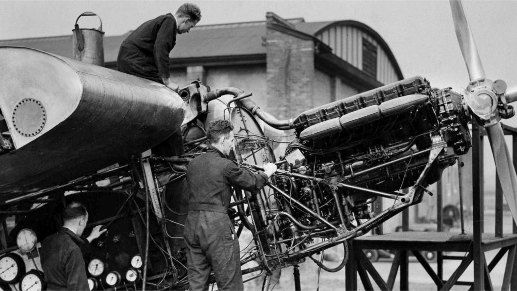 Kestrel engine test at the ramp hangar, 1934